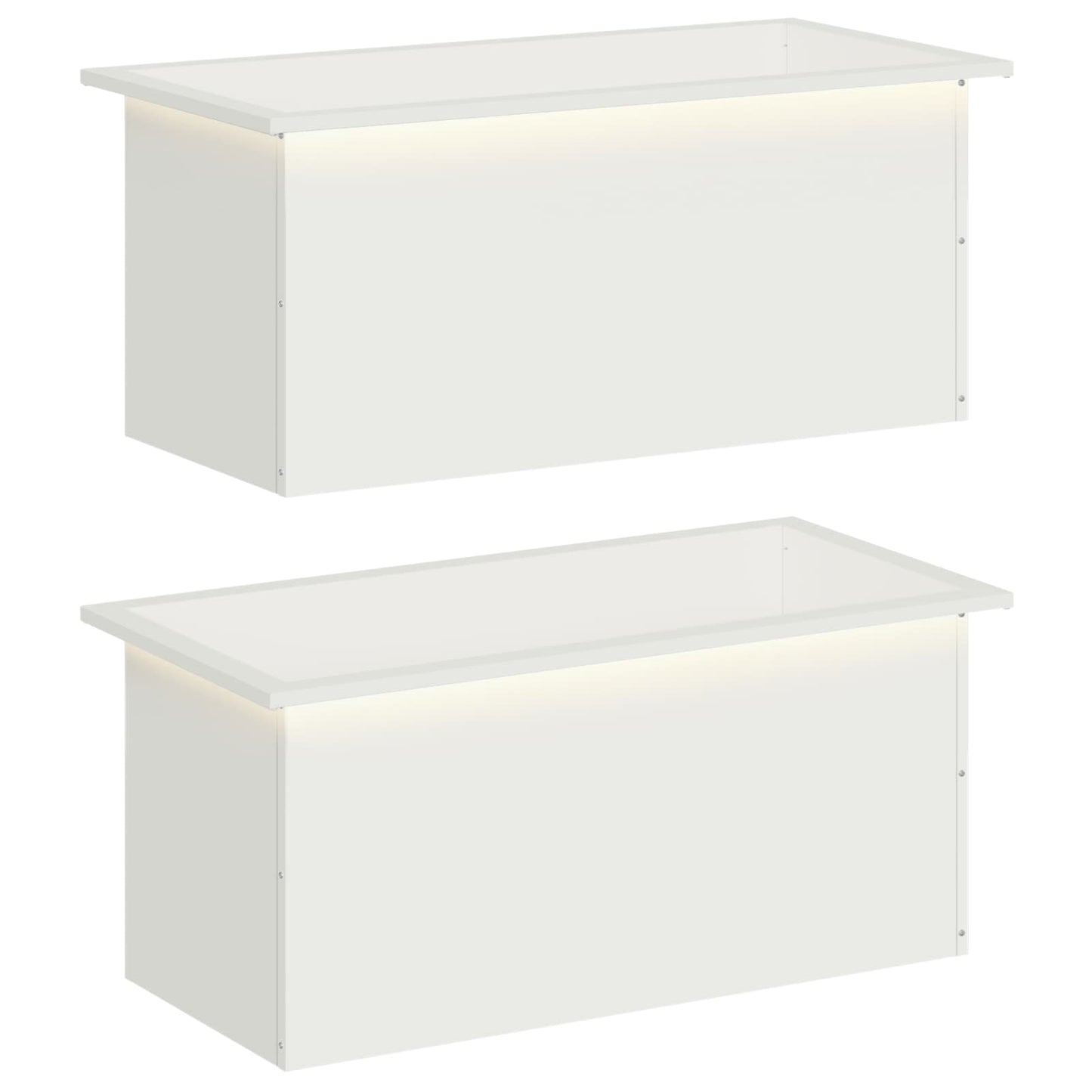 Garden Planter with LED 2 pcs White 40 x 80 x 40 cm Steel