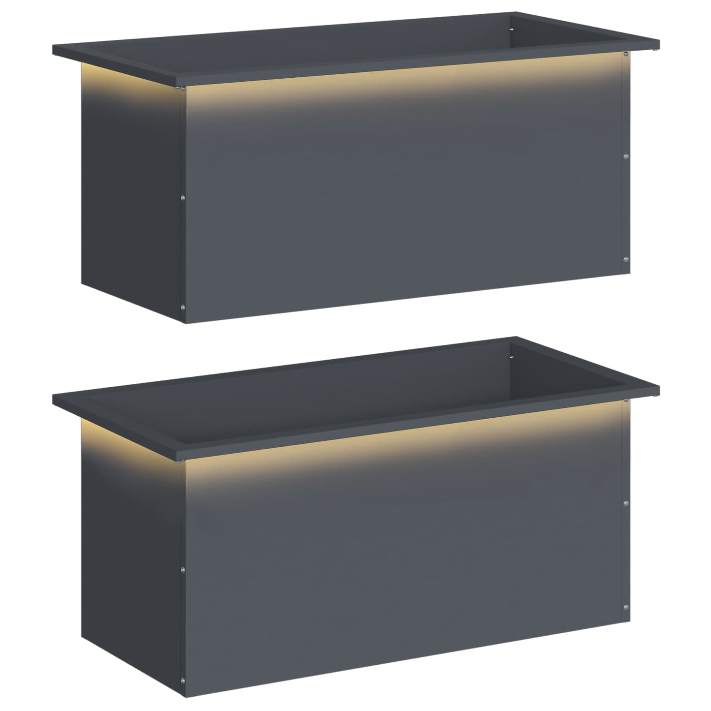 Garden Planter with LED 2 pcs Antracite 40 x 80 x 40 cm Steel