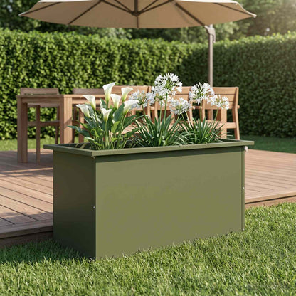 Garden Planter with LED Olive Green 40 x 80 x 40 cm Steel