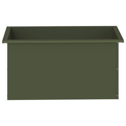 Garden Planter with LED Olive Green 40 x 80 x 40 cm Steel