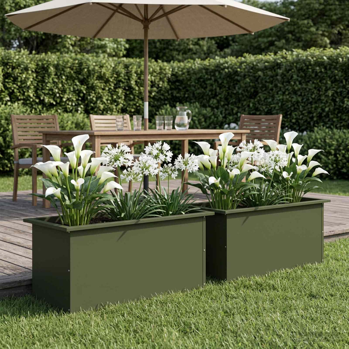 Garden Planter with LED 2 pcs Olive Green 40 x 80 x 40 cm Steel