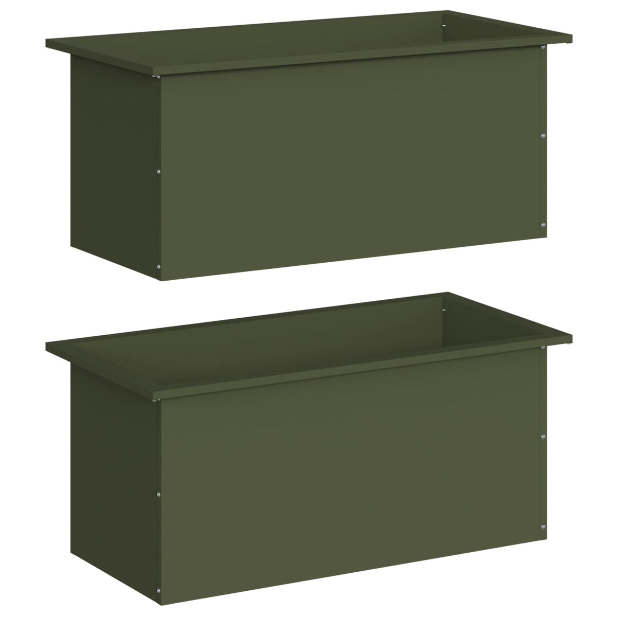 Garden Planter with LED 2 pcs Olive Green 40 x 80 x 40 cm Steel