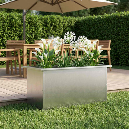 Garden Planter with LED Silver 40 x 80 x 40 cm Stainless Steel