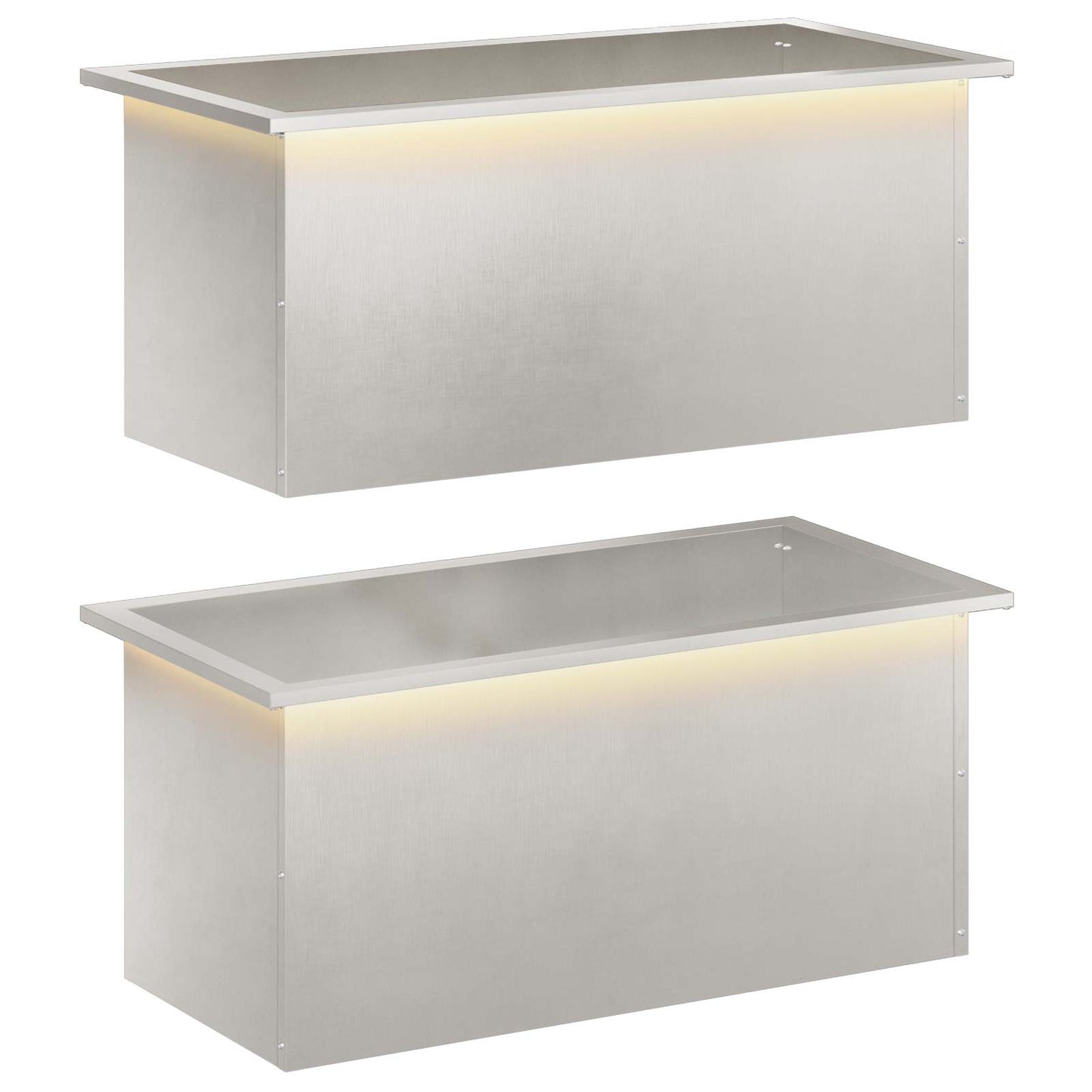 Garden Planter with LED 2 pcs Silver 40 x 80 x 40 cm