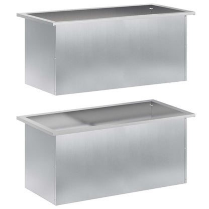 Garden Planter with LED 2 pcs Silver 40 x 80 x 40 cm