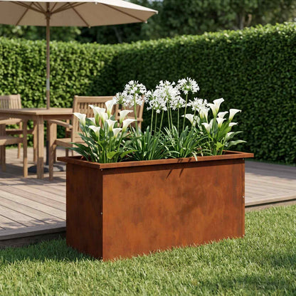Garden Planter with LED Rusty 40 x 80 x 40 cm Weathering Steel