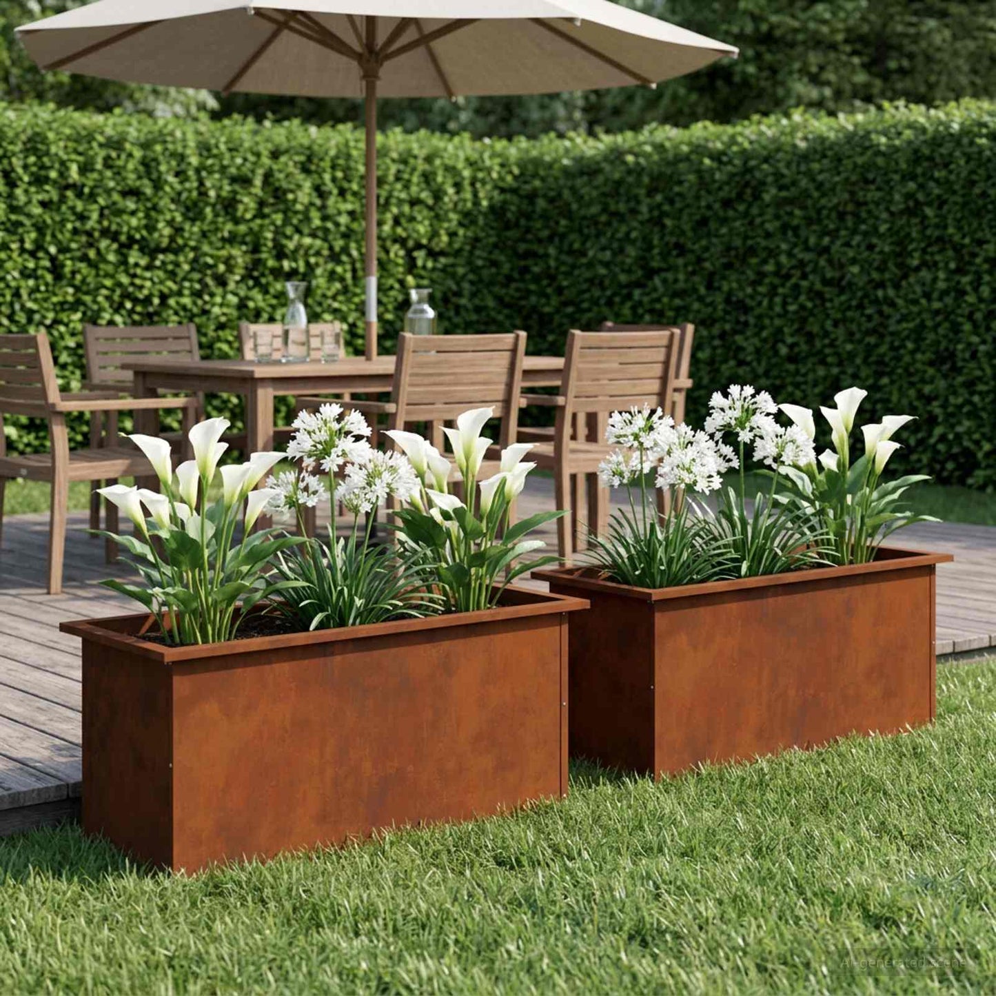 Garden Planter with LED 2 pcs Rusty 40 x 80 x 40 cm