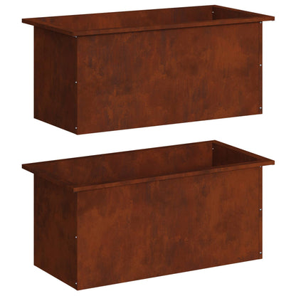 Garden Planter with LED 2 pcs Rusty 40 x 80 x 40 cm
