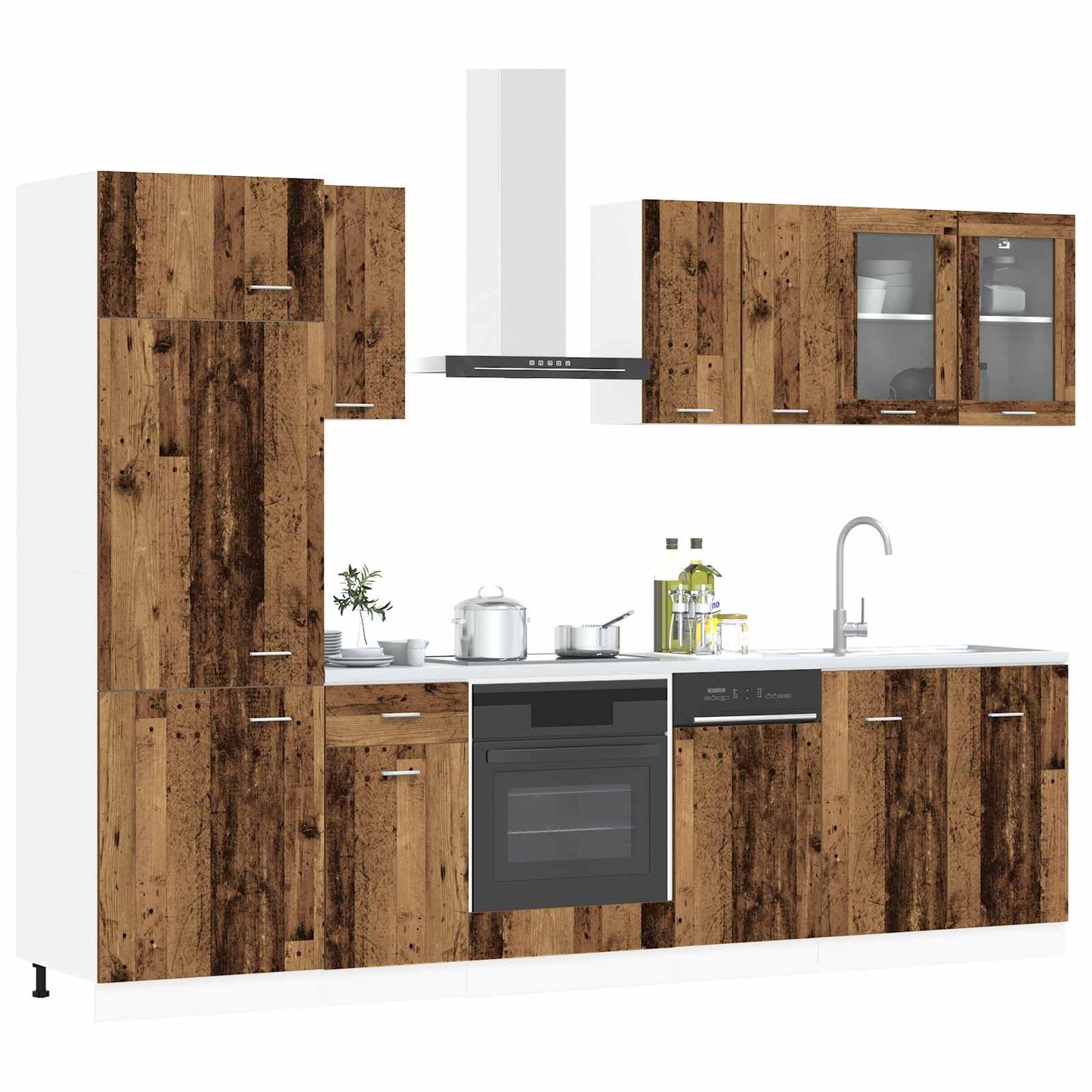 Kitchen Unit Lyon 8 pcs Old Wood Engineered Wood