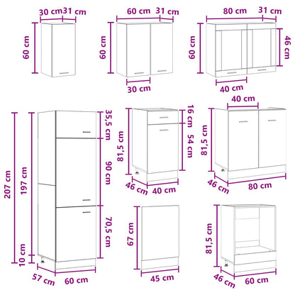 Kitchen Unit Lyon 8 pcs Old Wood Engineered Wood