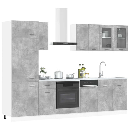 Kitchen Unit Lyon 8 pcs Concrete Grey Engineered Wood