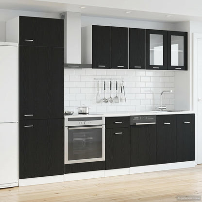 Kitchen Unit Lyon 8 pcs Black Oak Engineered Wood