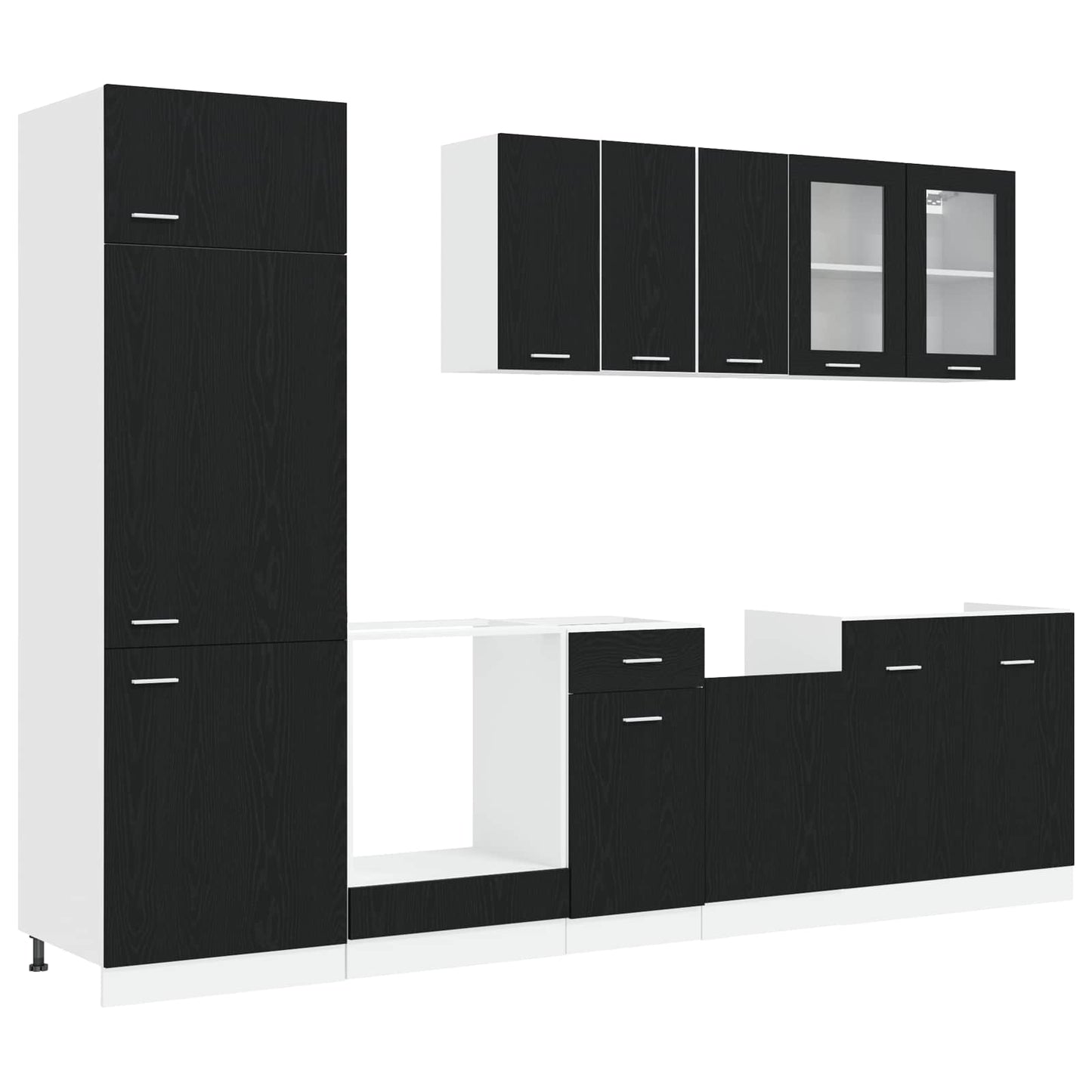 Kitchen Unit Lyon 8 pcs Black Oak Engineered Wood