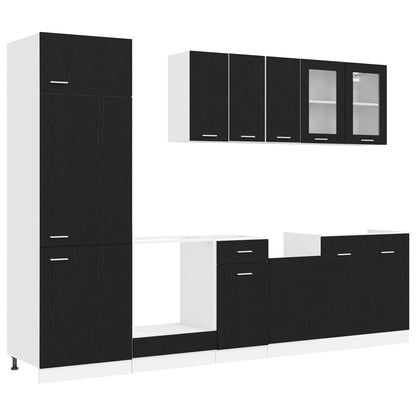 Kitchen Unit Lyon 8 pcs Black Oak Engineered Wood