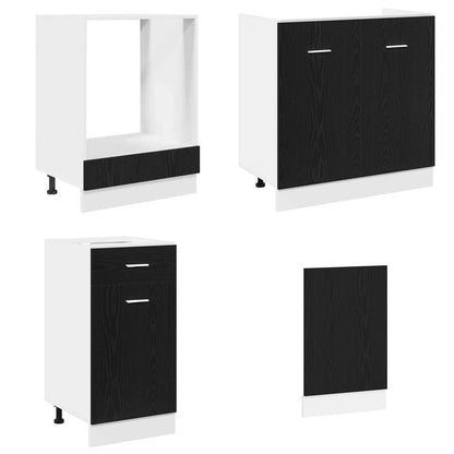 Kitchen Unit Lyon 8 pcs Black Oak Engineered Wood