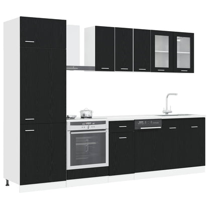 Kitchen Unit Lyon 8 pcs Black Oak Engineered Wood