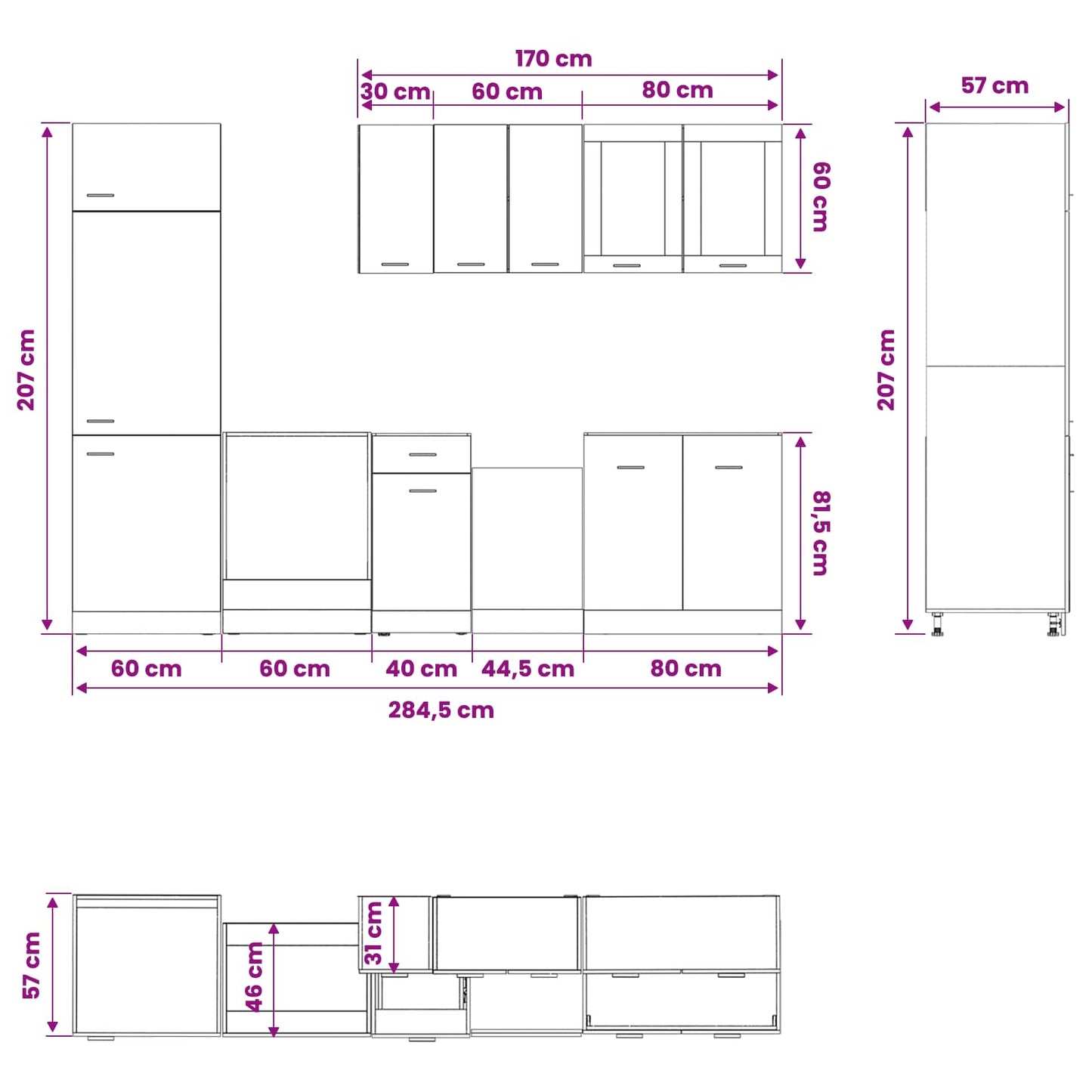 Kitchen Unit Lyon 8 pcs Black Oak Engineered Wood