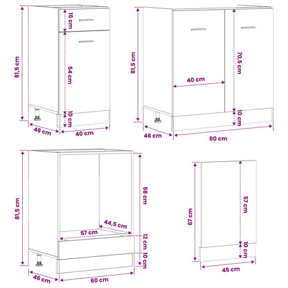 Kitchen Unit Lyon 8 pcs Black Oak Engineered Wood