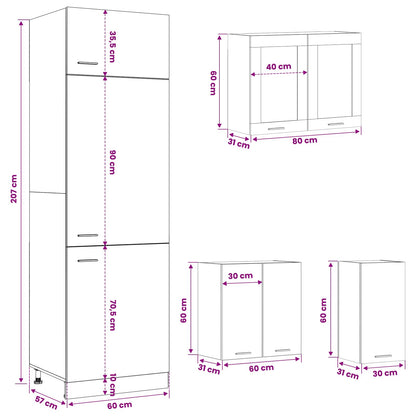 Kitchen Unit Lyon 8 pcs Black Oak Engineered Wood