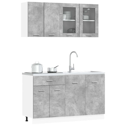 Kitchen Unit Lyon 4 pcs Concrete Grey Engineered Wood