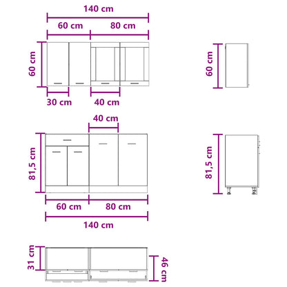 Kitchen Unit Lyon 4 pcs Concrete Grey Engineered Wood