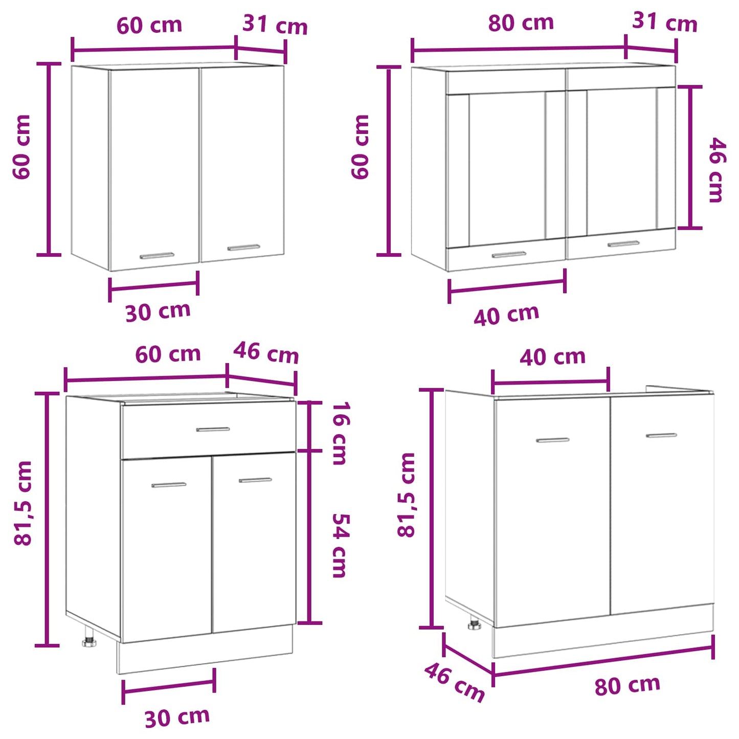 Kitchen Unit Lyon 4 pcs Concrete Grey Engineered Wood