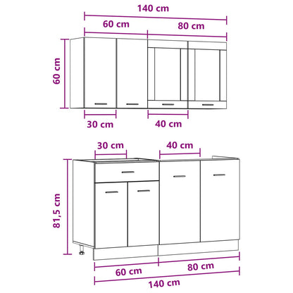 Kitchen Unit Lyon 4 pcs Concrete Grey Engineered Wood