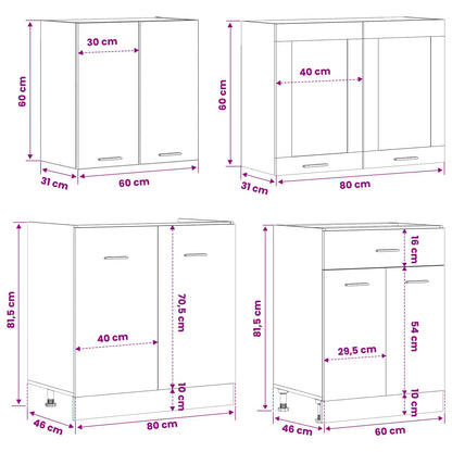 Kitchen Unit Lyon 4 pcs Black Oak Engineered Wood