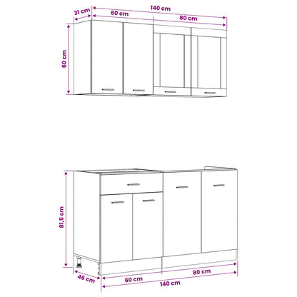 Kitchen Unit Lyon 4 pcs Black Oak Engineered Wood