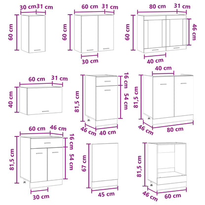 Kitchen Unit Lyon 8 pcs Engineered Wood