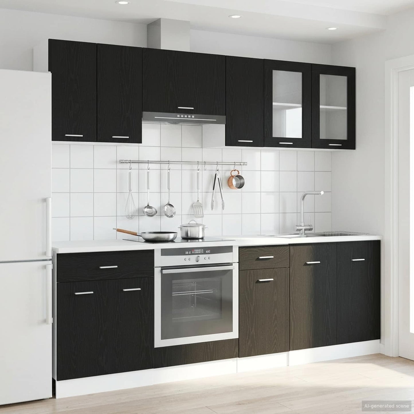 Kitchen Unit Lyon 8 pcs Black Oak Engineered Wood