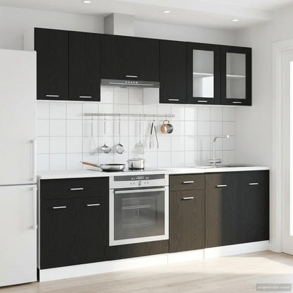 Kitchen Unit Lyon 8 pcs Black Oak Engineered Wood