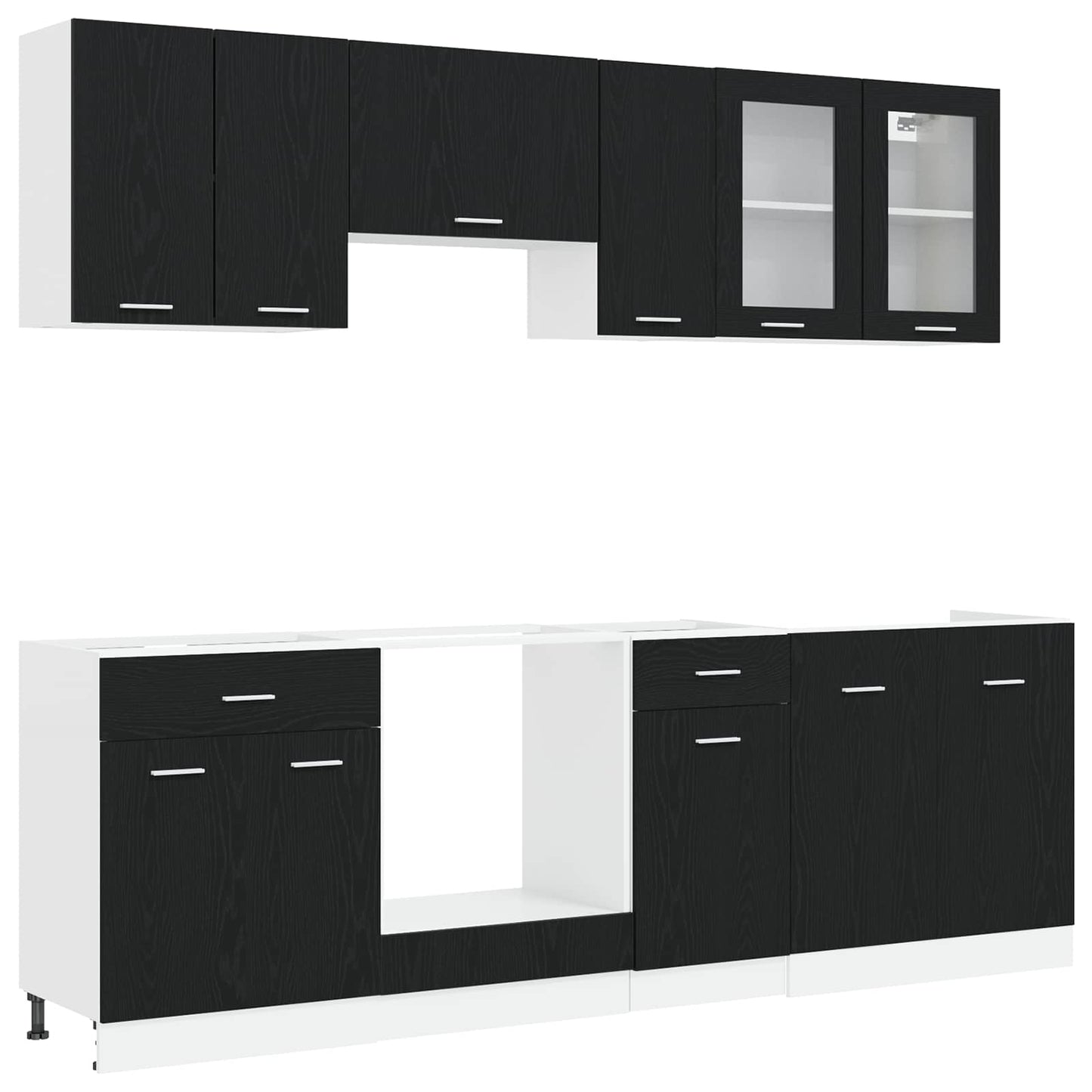 Kitchen Unit Lyon 8 pcs Black Oak Engineered Wood