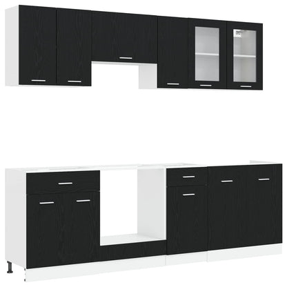 Kitchen Unit Lyon 8 pcs Black Oak Engineered Wood