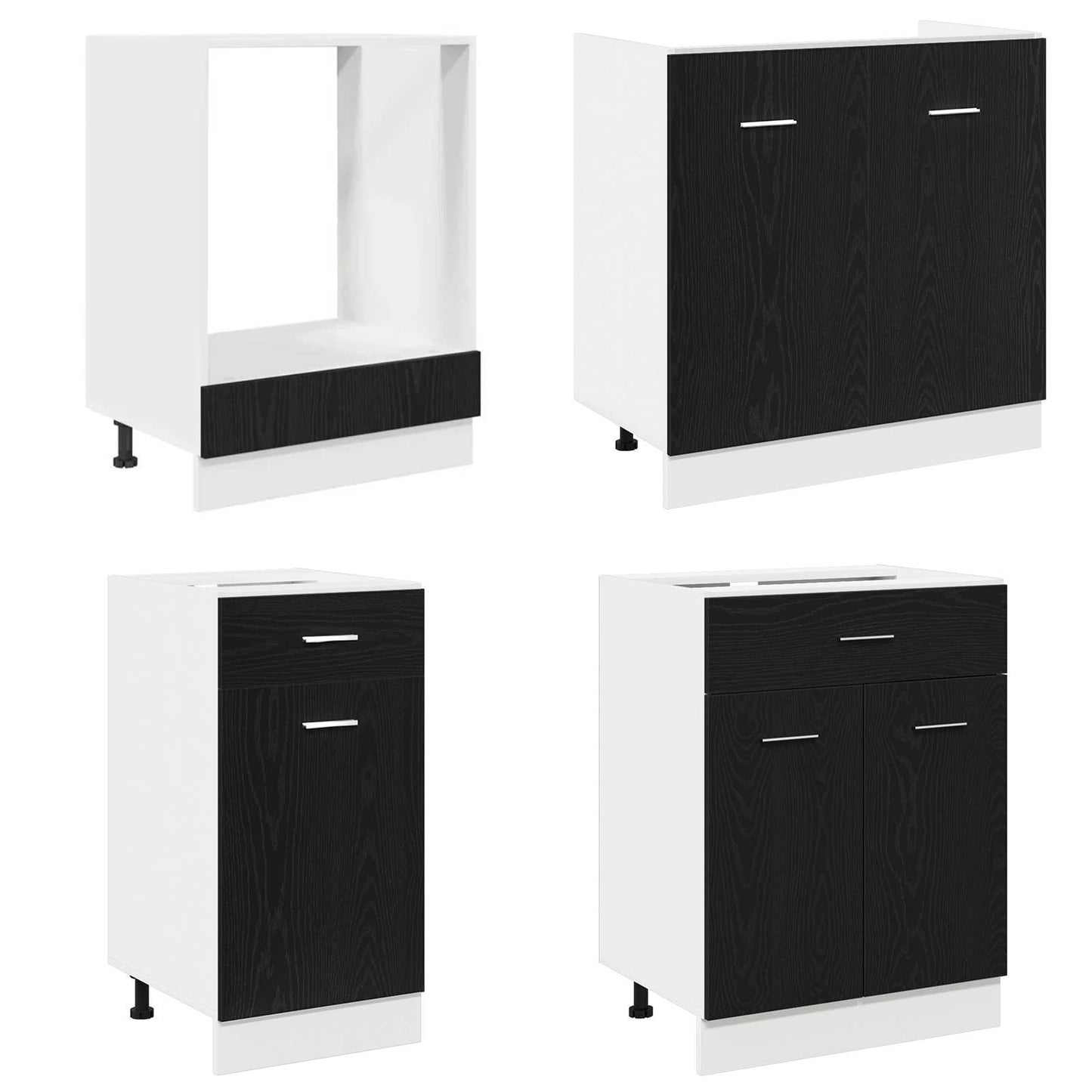 Kitchen Unit Lyon 8 pcs Black Oak Engineered Wood