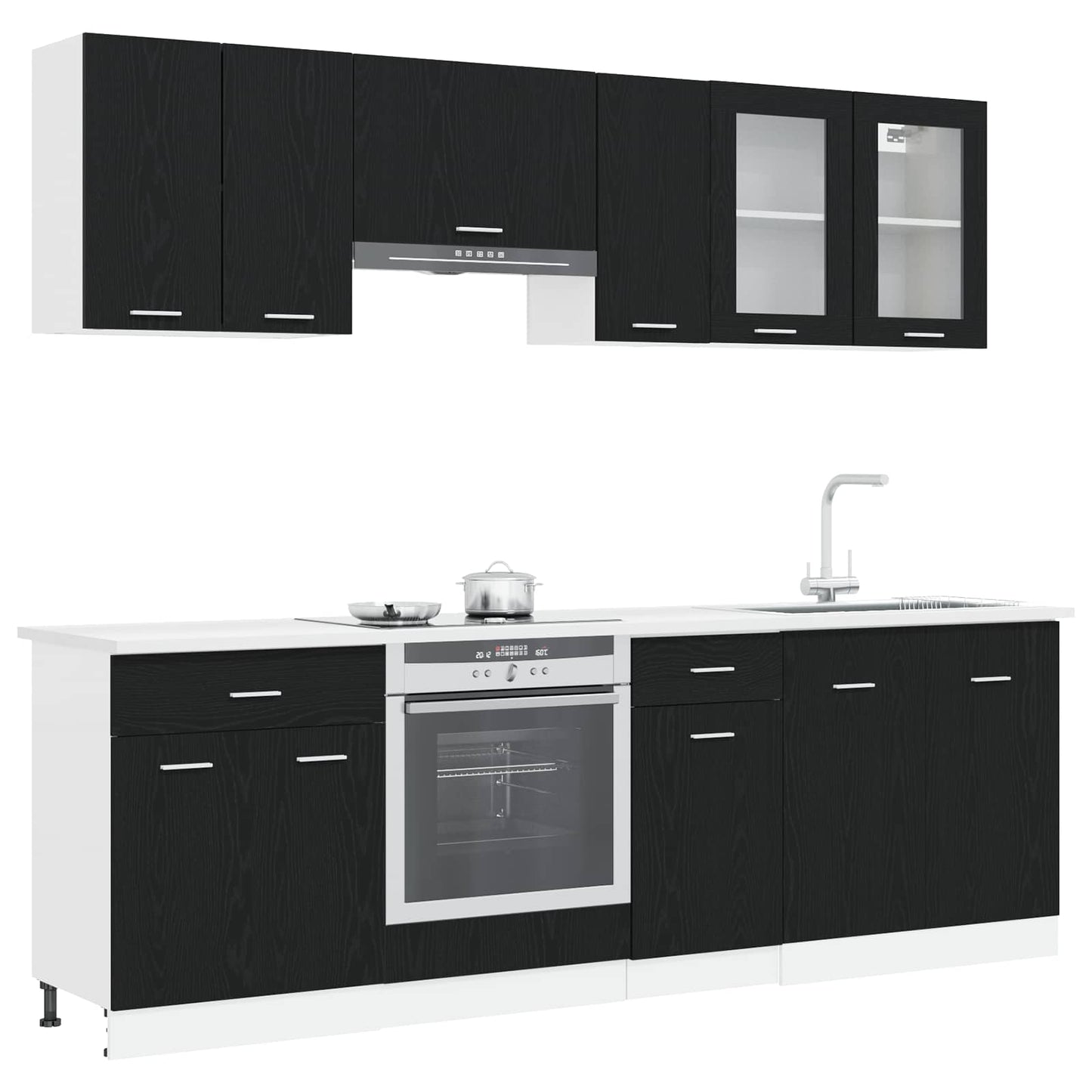 Kitchen Unit Lyon 8 pcs Black Oak Engineered Wood