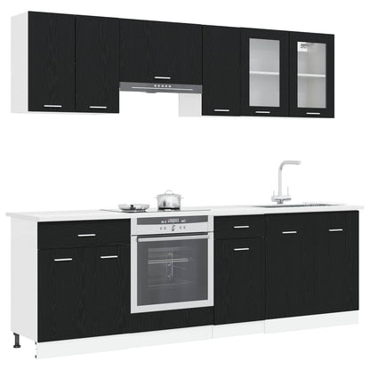 Kitchen Unit Lyon 8 pcs Black Oak Engineered Wood