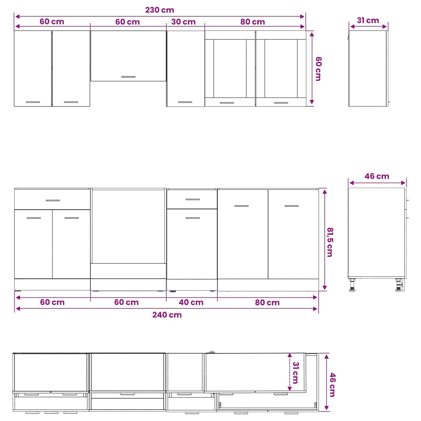 Kitchen Unit Lyon 8 pcs Black Oak Engineered Wood