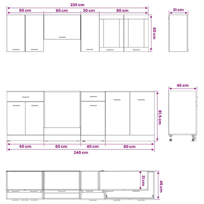 Kitchen Unit Lyon 8 pcs Black Oak Engineered Wood