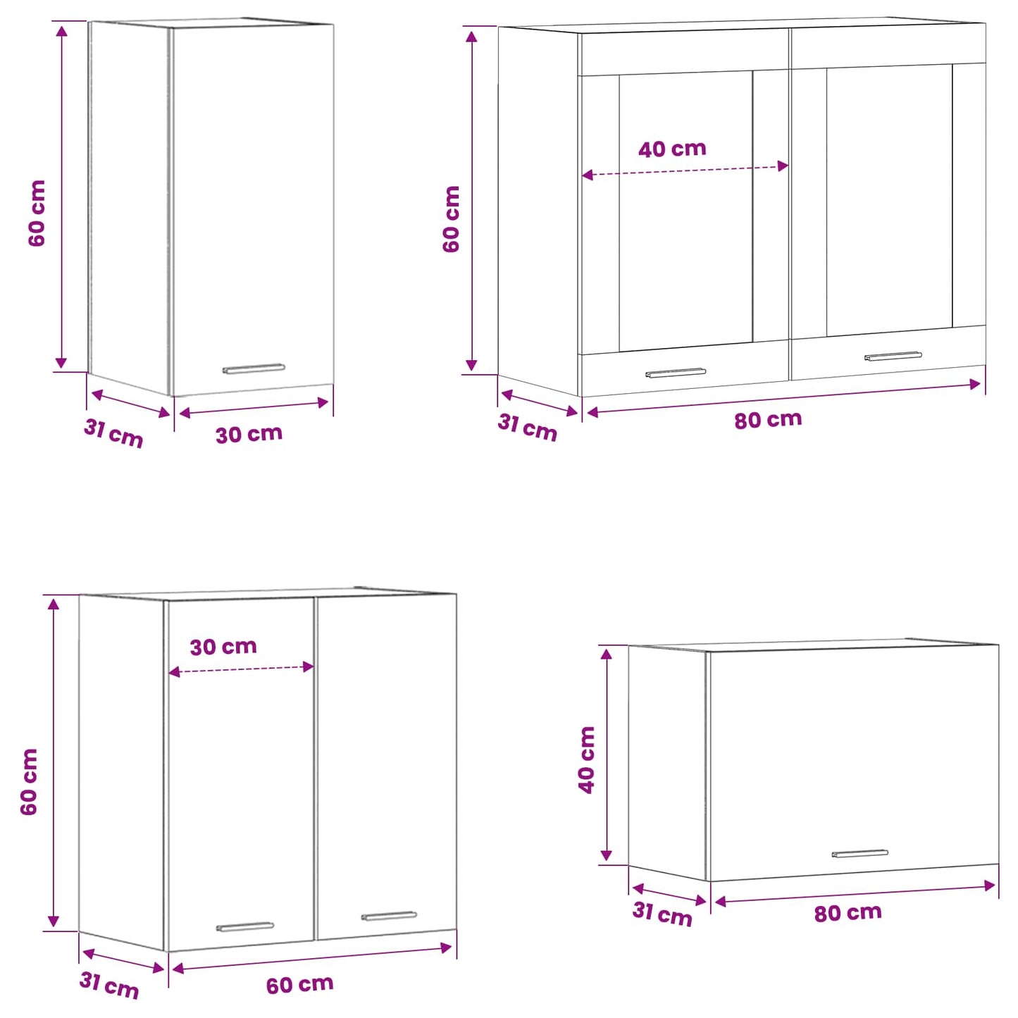 Kitchen Unit Lyon 8 pcs Black Oak Engineered Wood