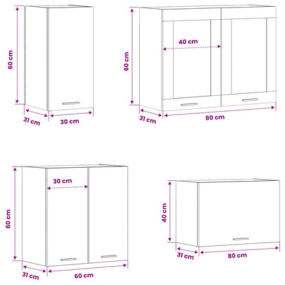Kitchen Unit Lyon 8 pcs Black Oak Engineered Wood