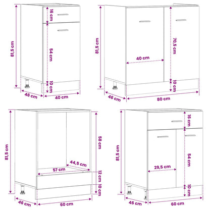 Kitchen Unit Lyon 8 pcs Black Oak Engineered Wood