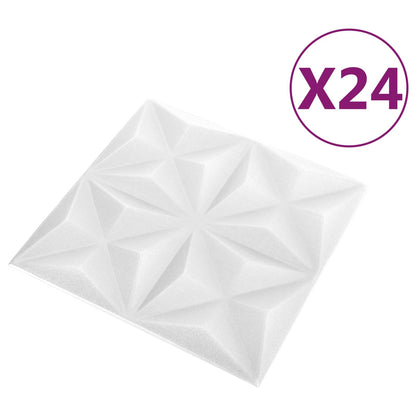 Wall Panels 24 pcs Origami White 50 x 50 cm XPS Foam