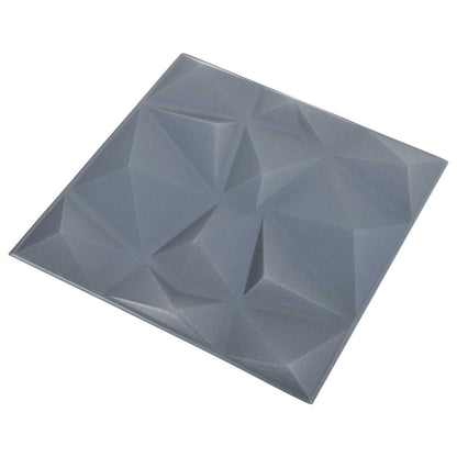 Wall Panels 12 pcs Origami Grey 50 x 50 cm XPS Foam