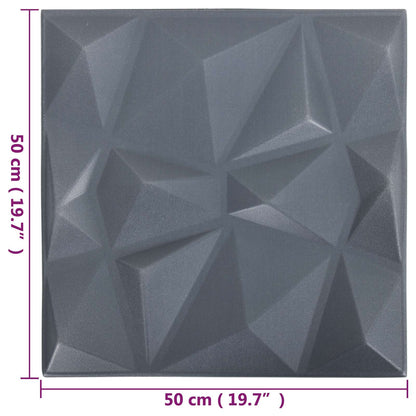 Wall Panels 12 pcs Origami Grey 50 x 50 cm XPS Foam