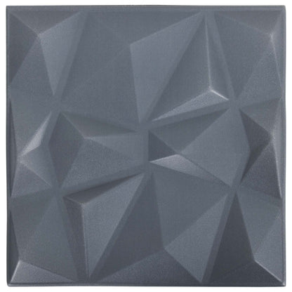 Wall Panels 12 pcs Origami Grey 50 x 50 cm XPS Foam