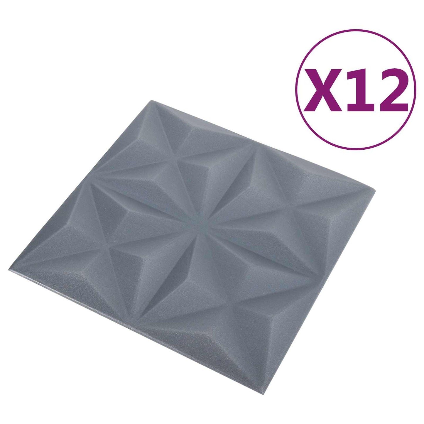 Wall Panels 12 pcs Origami Grey 50 x 50 cm XPS Foam
