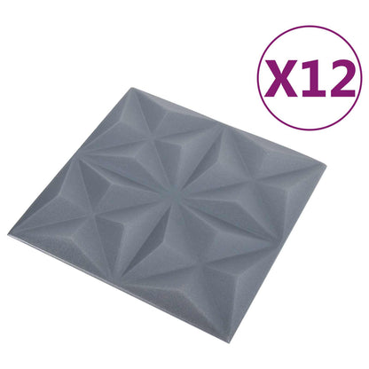 Wall Panels 12 pcs Origami Grey 50 x 50 cm XPS Foam