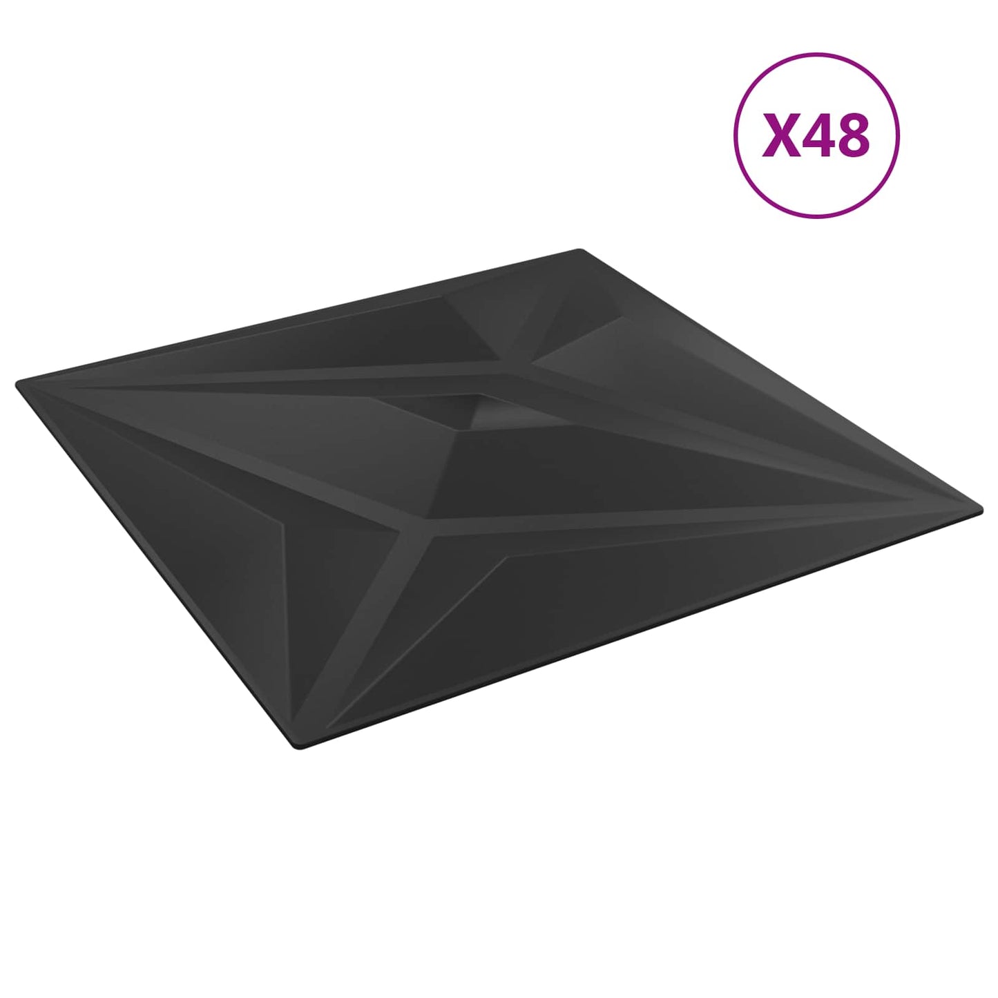 Wall Panels Star 48 pcs Black Star 50 x 50 cm XPS Foam