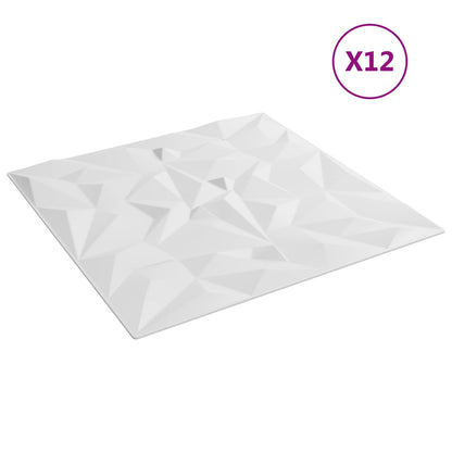 Wall Panels 12 pcs 50 x 50 cm White XPS Foam